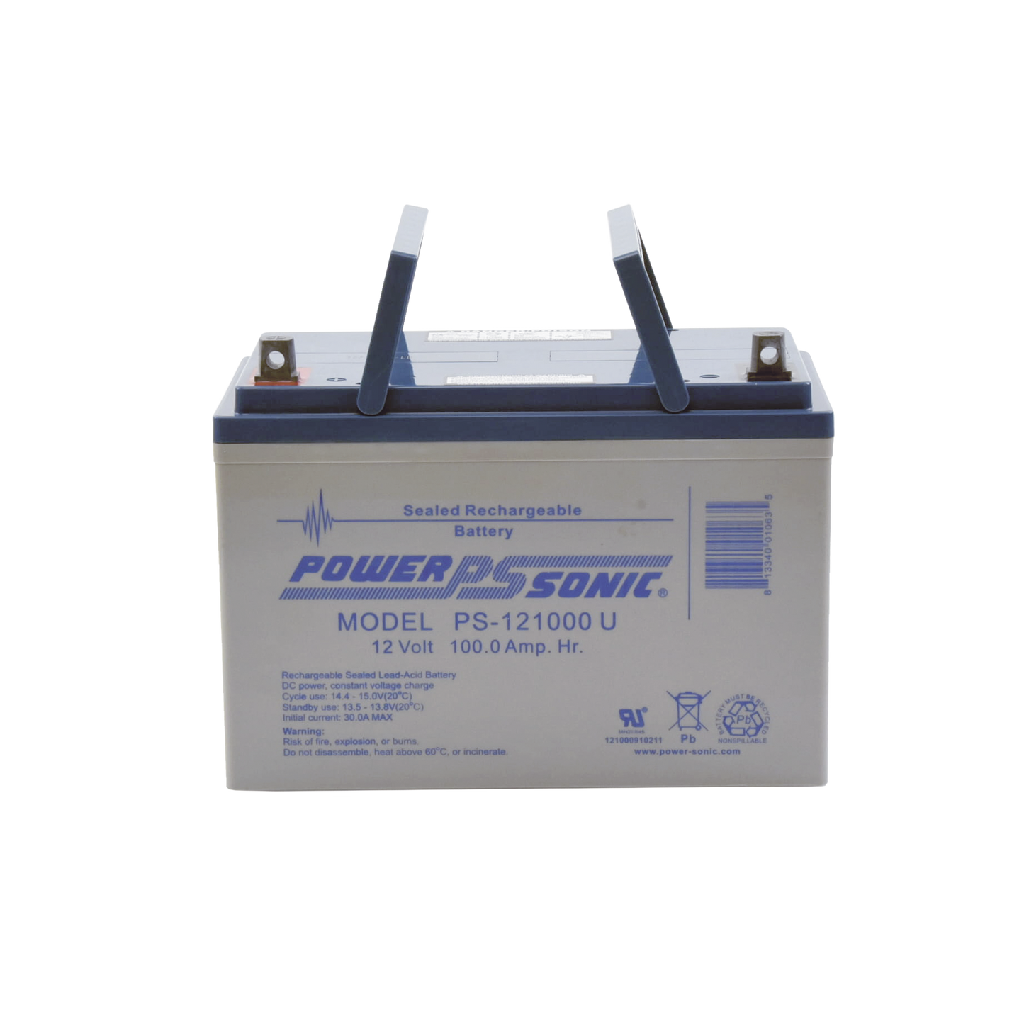 PS-121000-U - Batería 12V, 100AH, Para Respaldo, Tecnologías AGM/VRLA, 10-12 Años Vida Útil, Terminales U, Reconocida UL