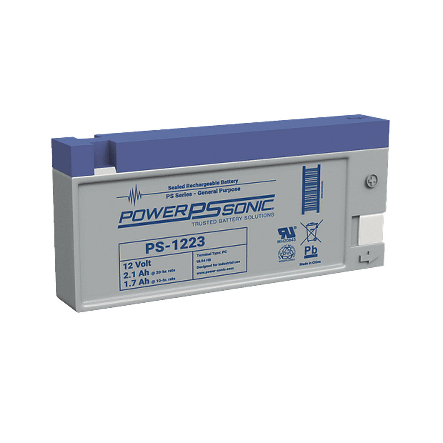 PS-1223-PC Batería 12V, 2.1AH, Para Respaldo, Tecnologías AGM/VRLA, 5 Años Vida Útil, Terminales PC, Reconocida UL