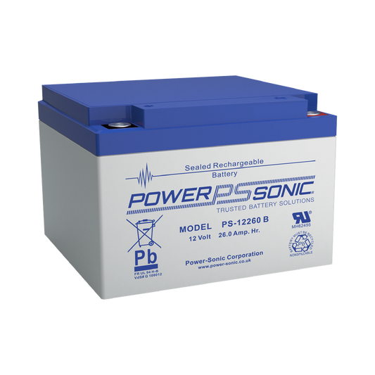 PS-12260-B Batería 12V, 26AH, Para Respaldo, Tecnologías AGM/VRLA, 5 Años Vida Útil, Terminales M5, Reconocida UL