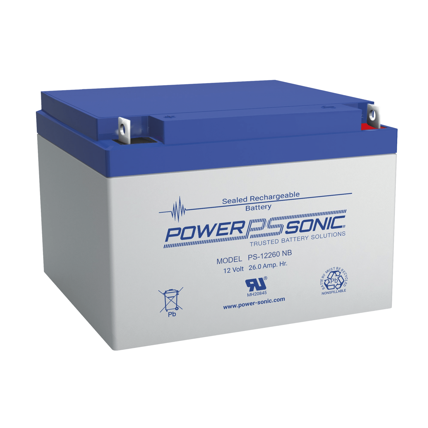 PS-12260-NB2 - Batería 12V, 26AH, Para Respaldo, Tecnologías AGM/VRLA, 5 Años Vida Útil, Terminales NB2, Reconocida UL