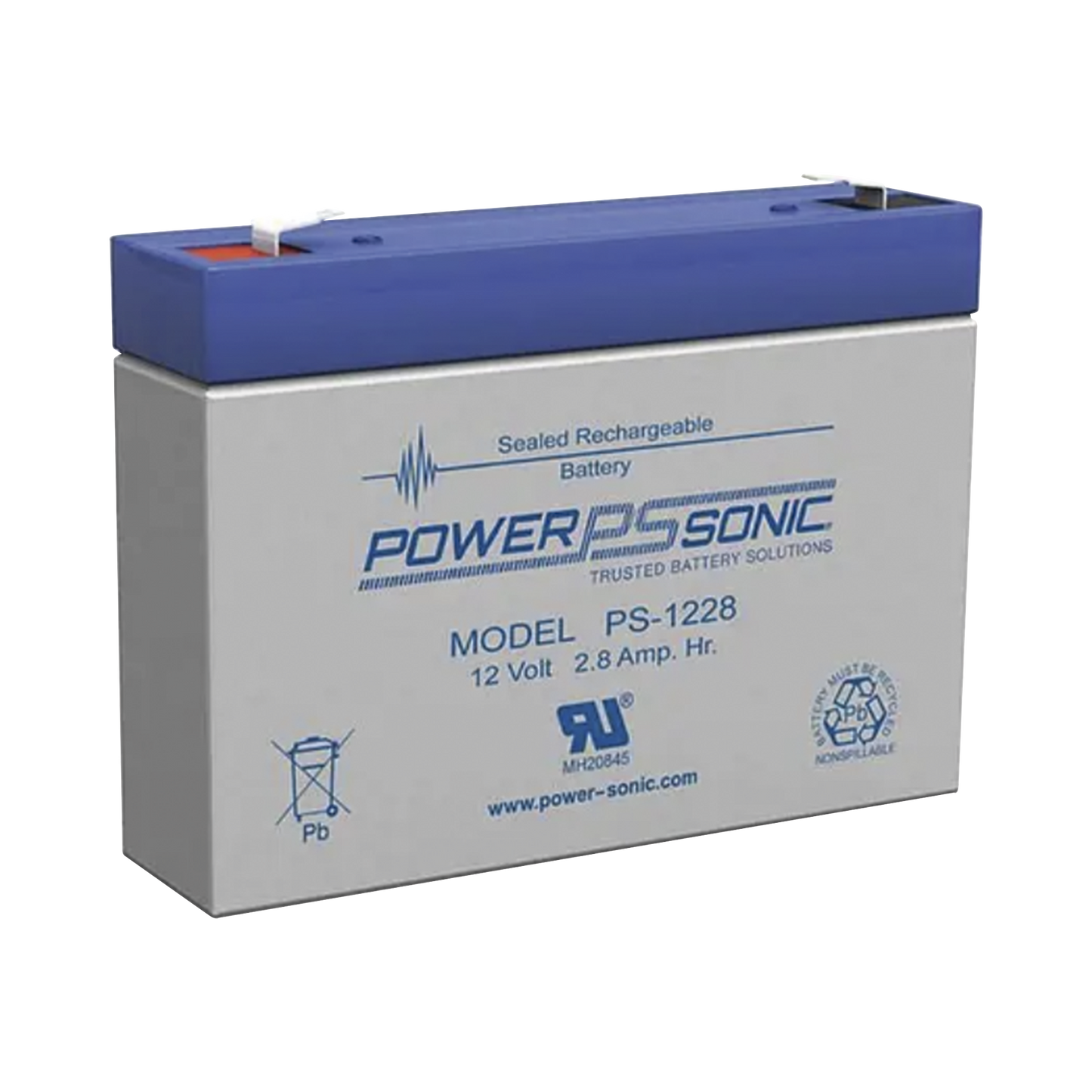 PS-1228-F1 - Batería 12V, 2.8AH, Para Respaldo, Tecnologías AGM/VRLA, 5 Años Vida Útil, Terminales F1, Reconocida UL