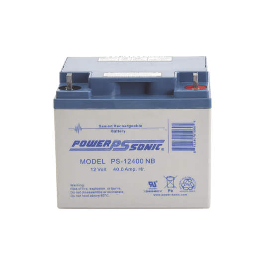 PS-12400-NB Batería 12V, 40AH, Para Respaldo, Tecnologías AGM/VRLA, 5 Años Vida Útil, Terminales NB, Reconocida UL