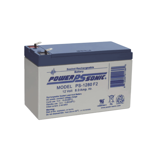 PS-1280-F2 Batería 12V, 8AH, Para Respaldo, Tecnologías AGM/VRLA, 5 Años Vida Útil, Terminales F2, Reconocida UL