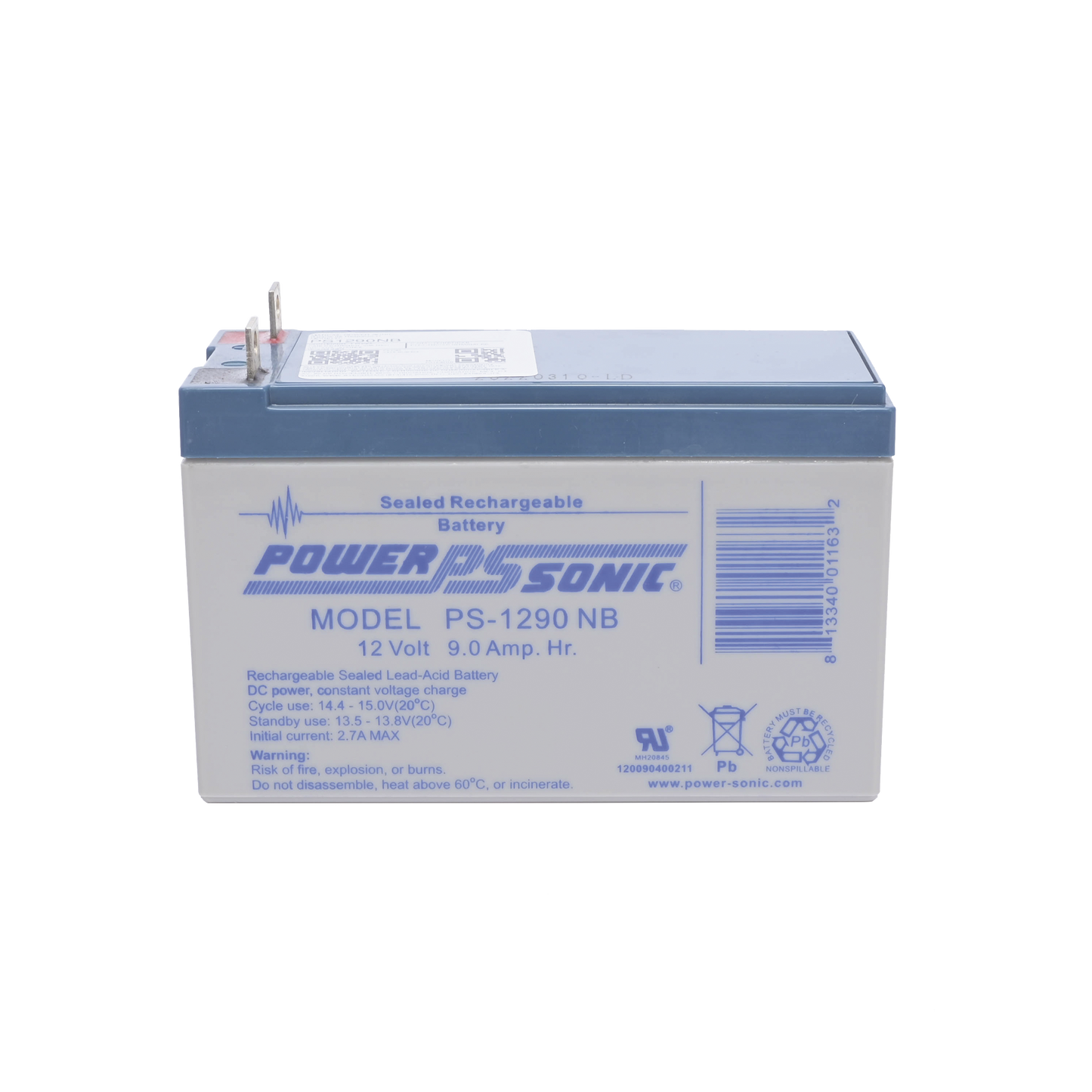 PS-1290-NB Batería 12V, 9AH, Para Respaldo, Tecnologías AGM/VRLA, 5 Años Vida Útil, Terminales NB, Reconocida UL