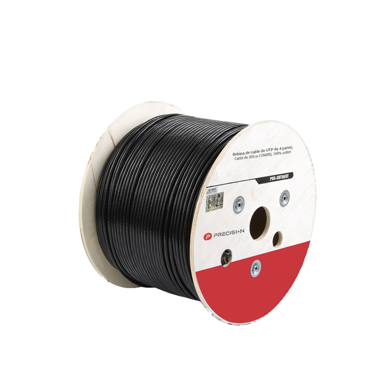 PSC-CAT5EXT-GEL - Bobina de Cable de UTP de 4 Pares Cat5e de 305 Metros (1000 Pies), 100% Cobre, LDPE Resistente a Rayos UV Relleno de Gel, Color Negro, 24 AWG, Uso en Exterior, Para Aplicaciones de Voz, Datos y Video