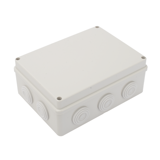 PST-1419-ER Caja Derivación-Conexión de Plástico (140 X 190 X 76 mm) con 10 Glándulas de Goma. Para Instalaciones Comerciales, Residenciales e Industriales. Incluye Tornillería para su Tapa. Funciona También como Registro.