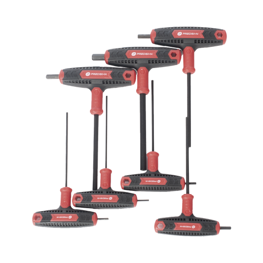 PST-H03-007 Juego de 7 Llaves Hexagonales ( Allen )  Milimétricas con Cabeza Redonda y Mango T.