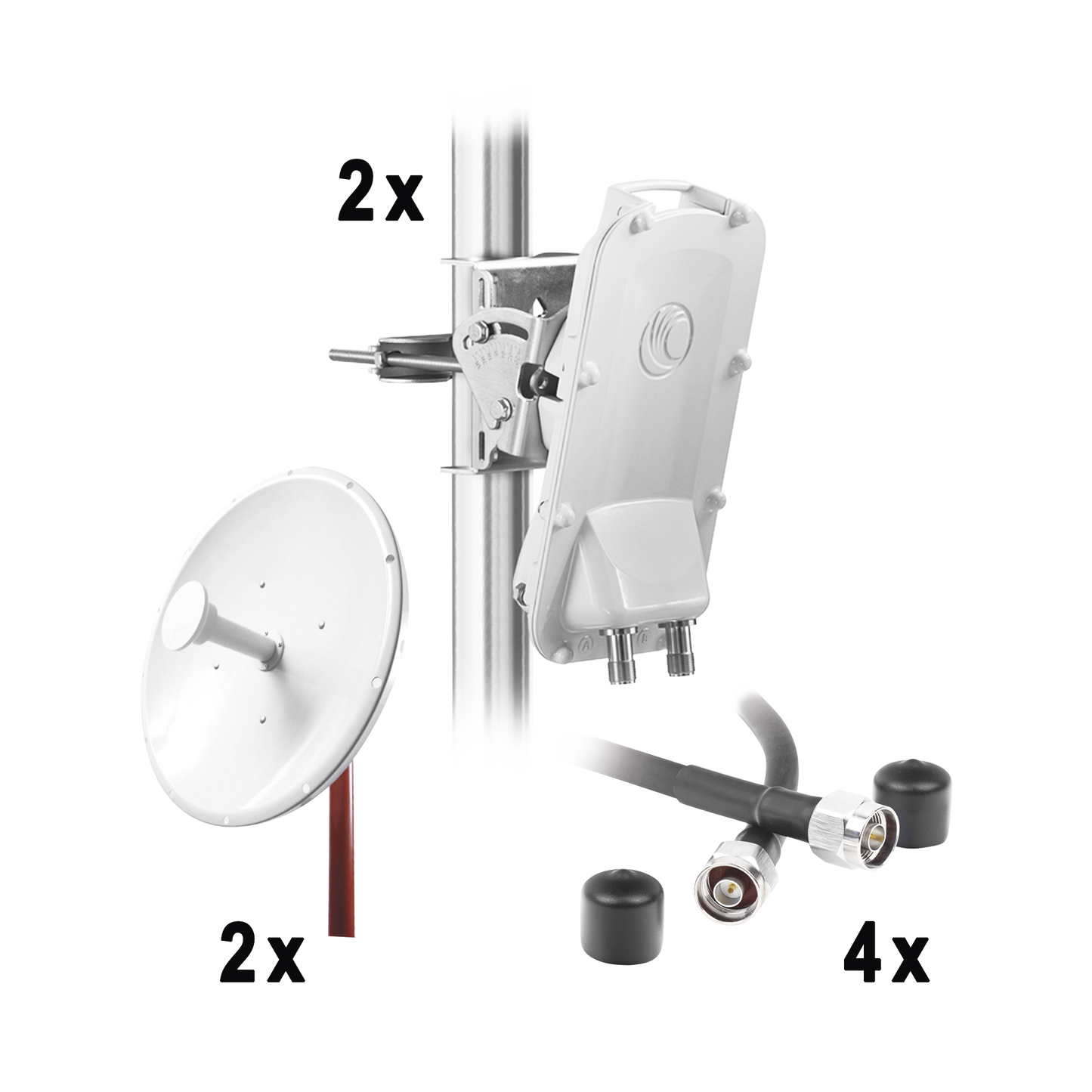 PTP550-KIT37 Enlace Backhaul completo de alta capacidad, incluye: 2x PTP550CE, 2x NPTR3 (37 dBi), 4x Jumpers