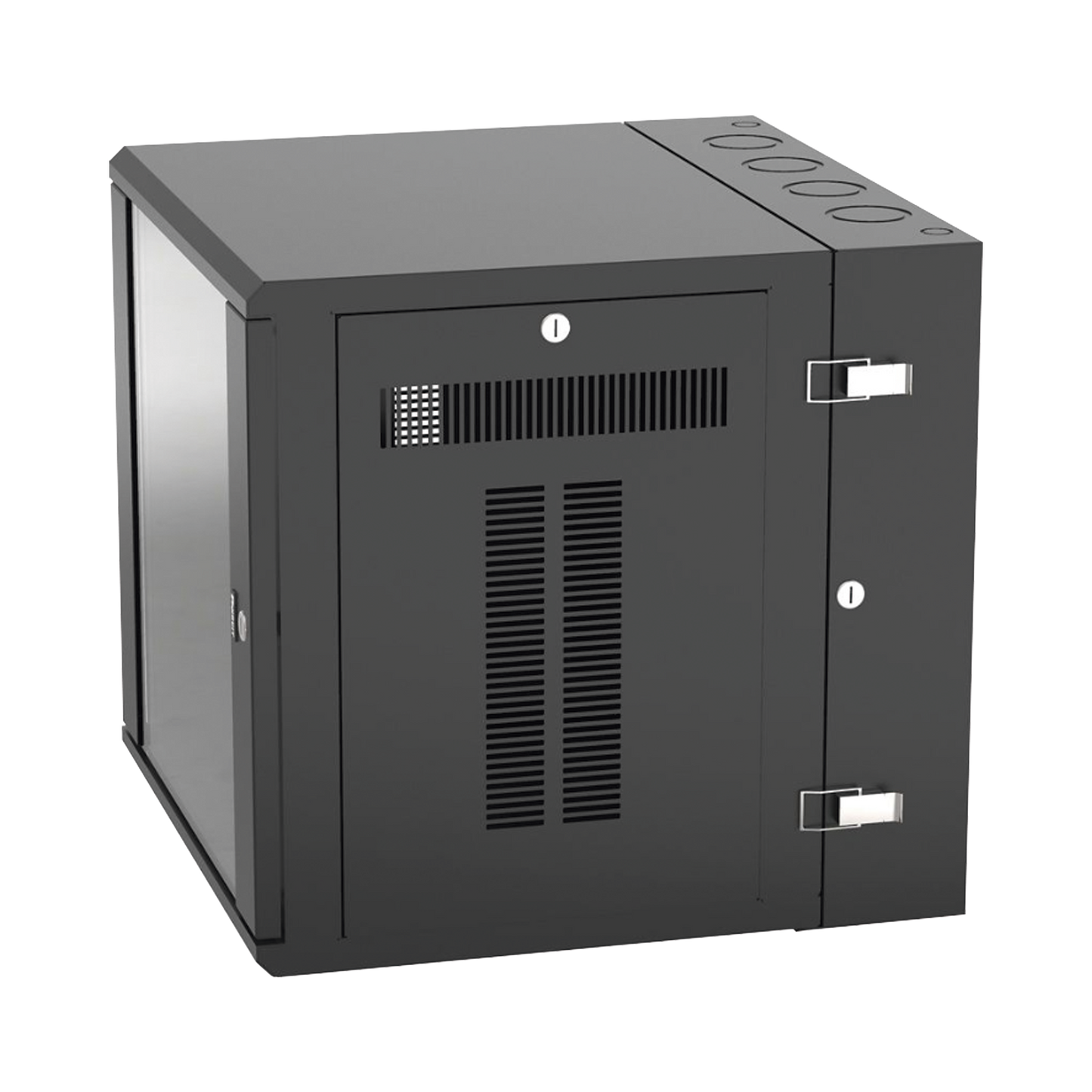 PZWMC12W Gabinete PanZone de Montaje en Pared, de 19in, Puerta con Ventana de Seguridad, 12 UR, 635mm de Profundidad, Color Negro