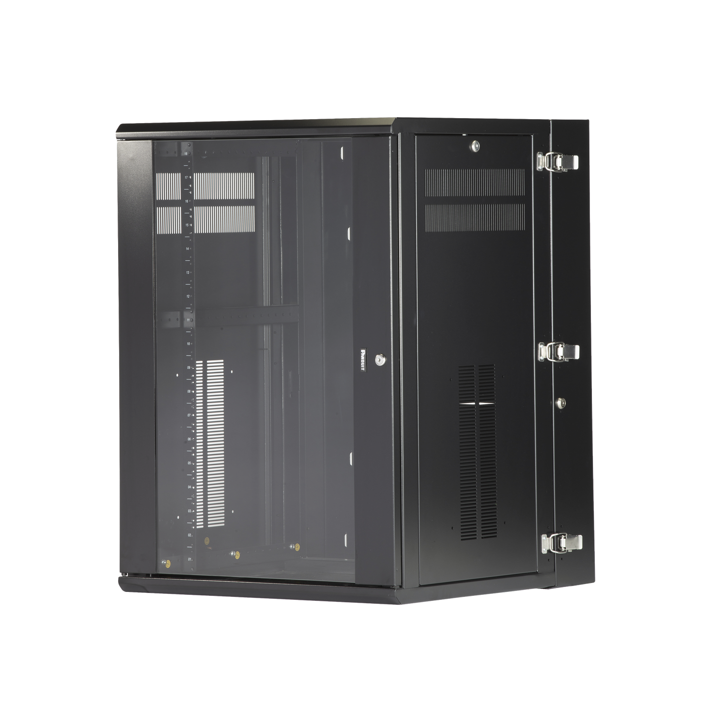 PZWMC18W Gabinete PanZone de Montaje en Pared, de 19in, Puerta con Ventana de Seguridad, 18 UR, 635mm de Profundidad, Color Negro