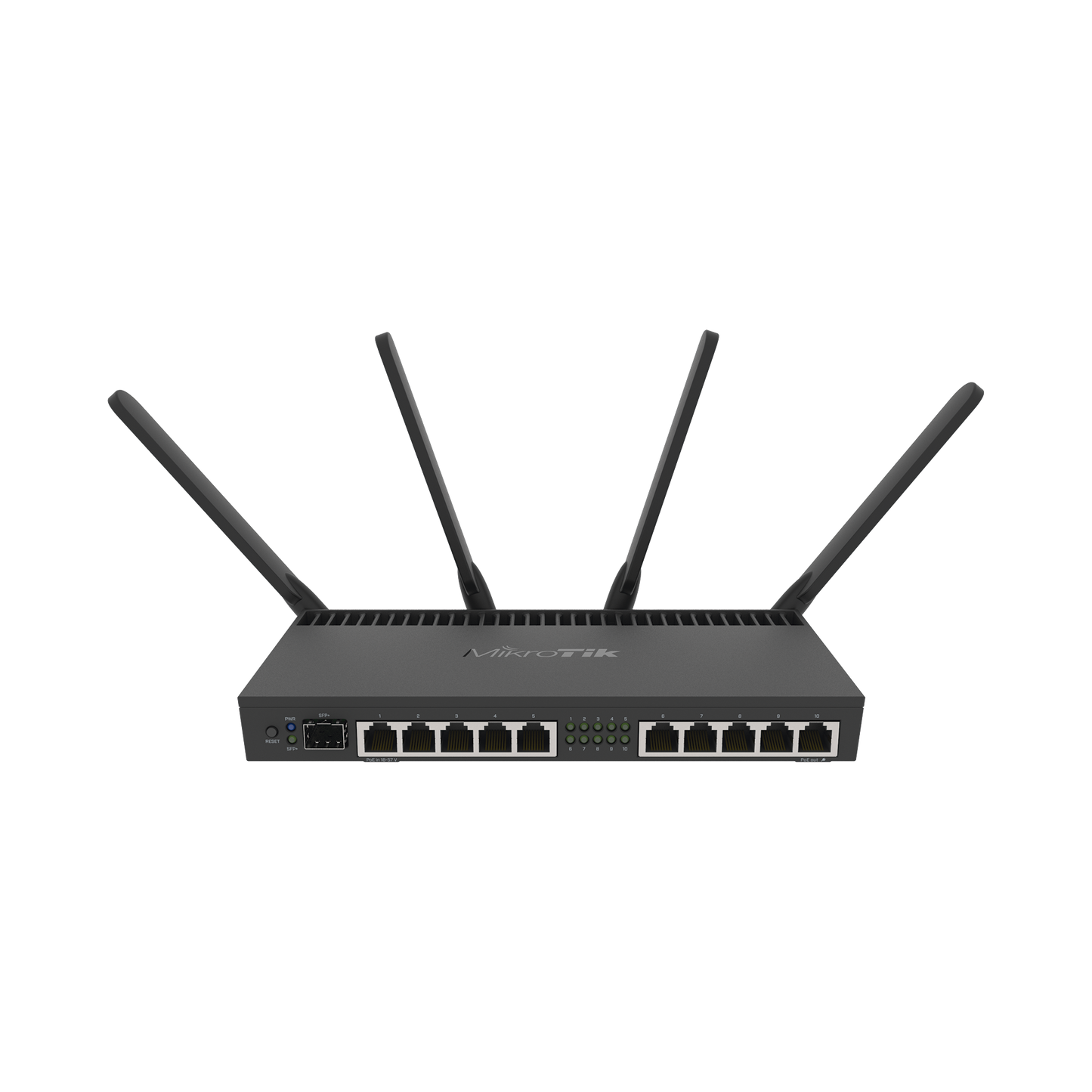 RB4011IGS+5HACQ2HND-IN Router con Wi-Fi 4x4 MU-MIMO, hasta 2 watts de potencia, antenas de 3 dBi, 10 puertos Gigabit, 1 Puerto SFP+