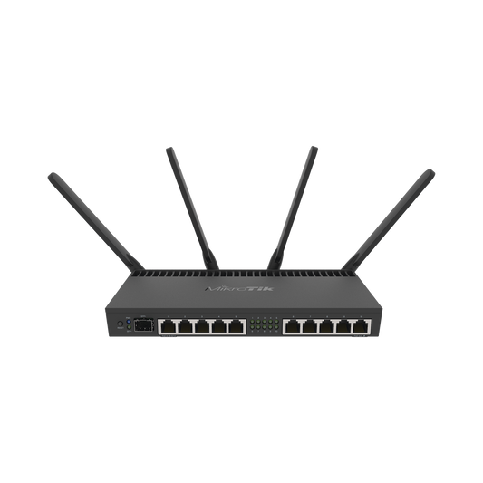 RB4011IGS+5HACQ2HND-IN Router con Wi-Fi 4x4 MU-MIMO, hasta 2 watts de potencia, antenas de 3 dBi, 10 puertos Gigabit, 1 Puerto SFP+