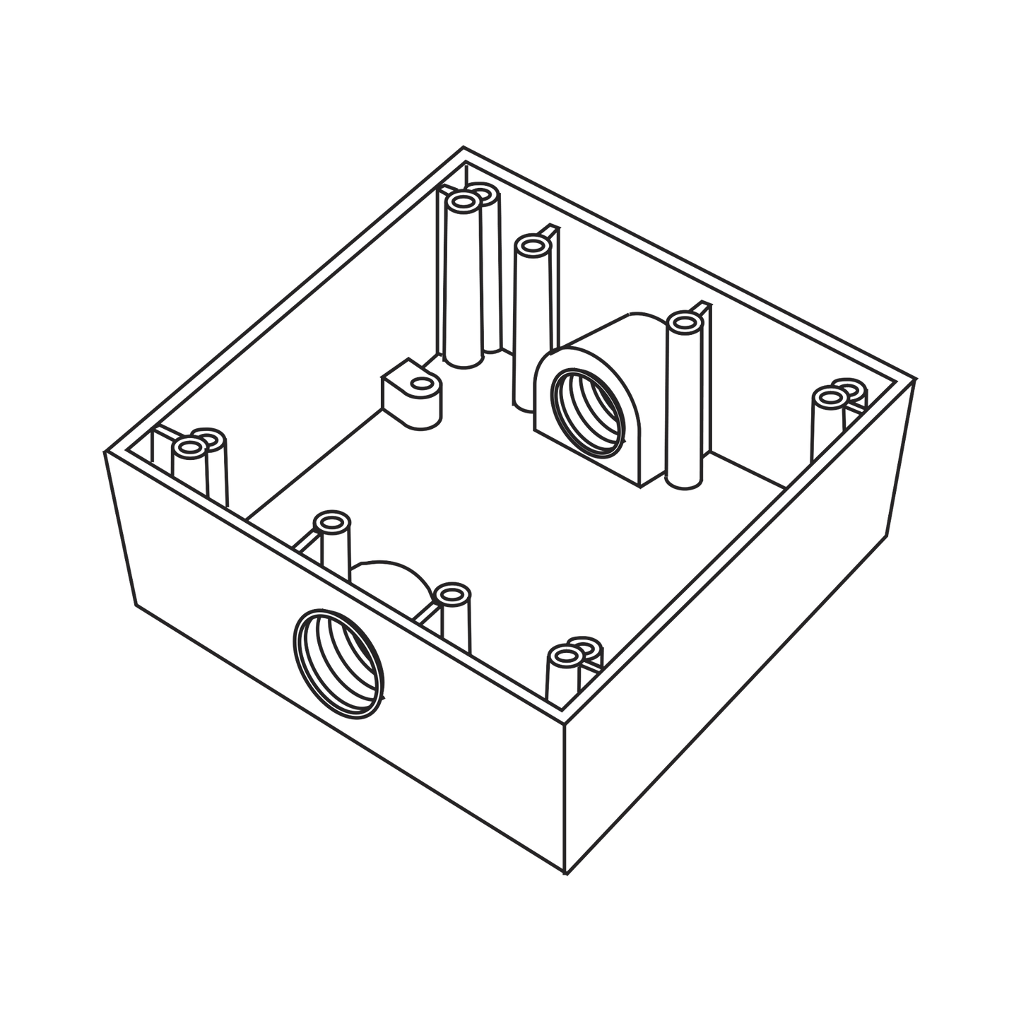 RC-04-83 - Caja Cuadra de 3/4" a Prueba de Intemperie/ Cuenta con 2 salidas.
