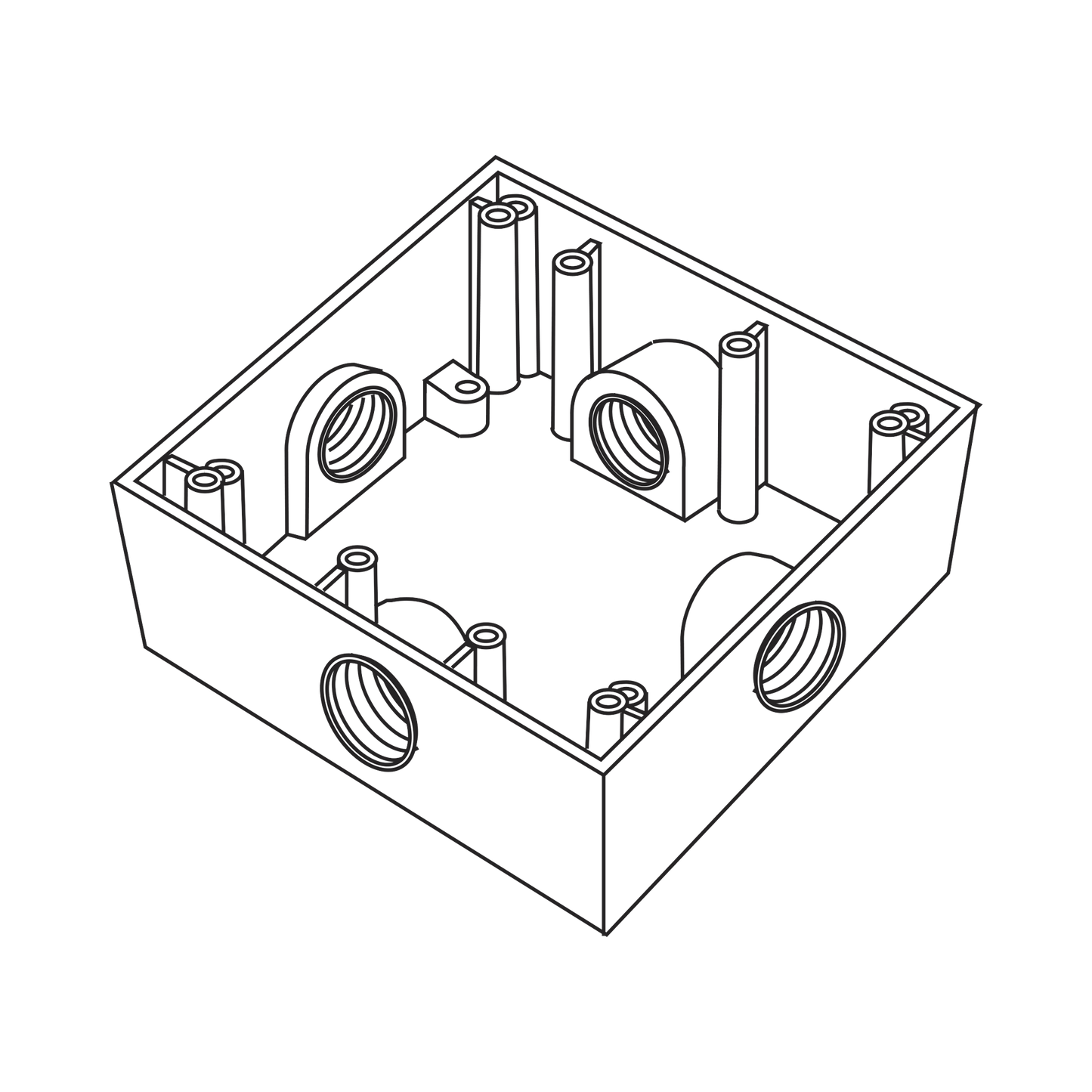 RC-0487 - Caja Cuadrada de 3/4" (19.05 mm) a Prueba de Intemperie/ Cuenta con 4 bocas.