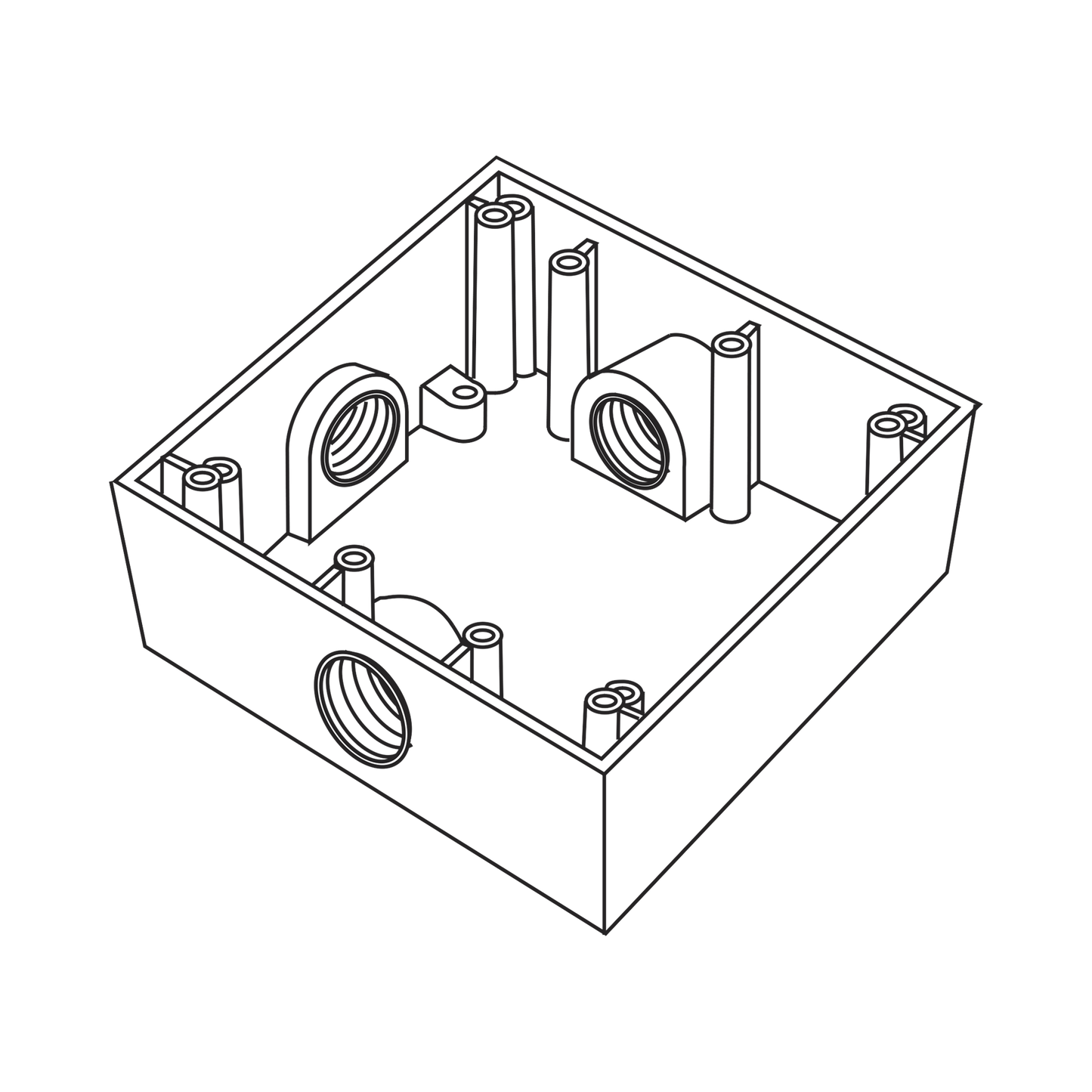 RC-0503 - Caja Cuadrada de 3/4" (19.05 mm) a Prueba de Intemperie/ Cuenta con 3 bocas.