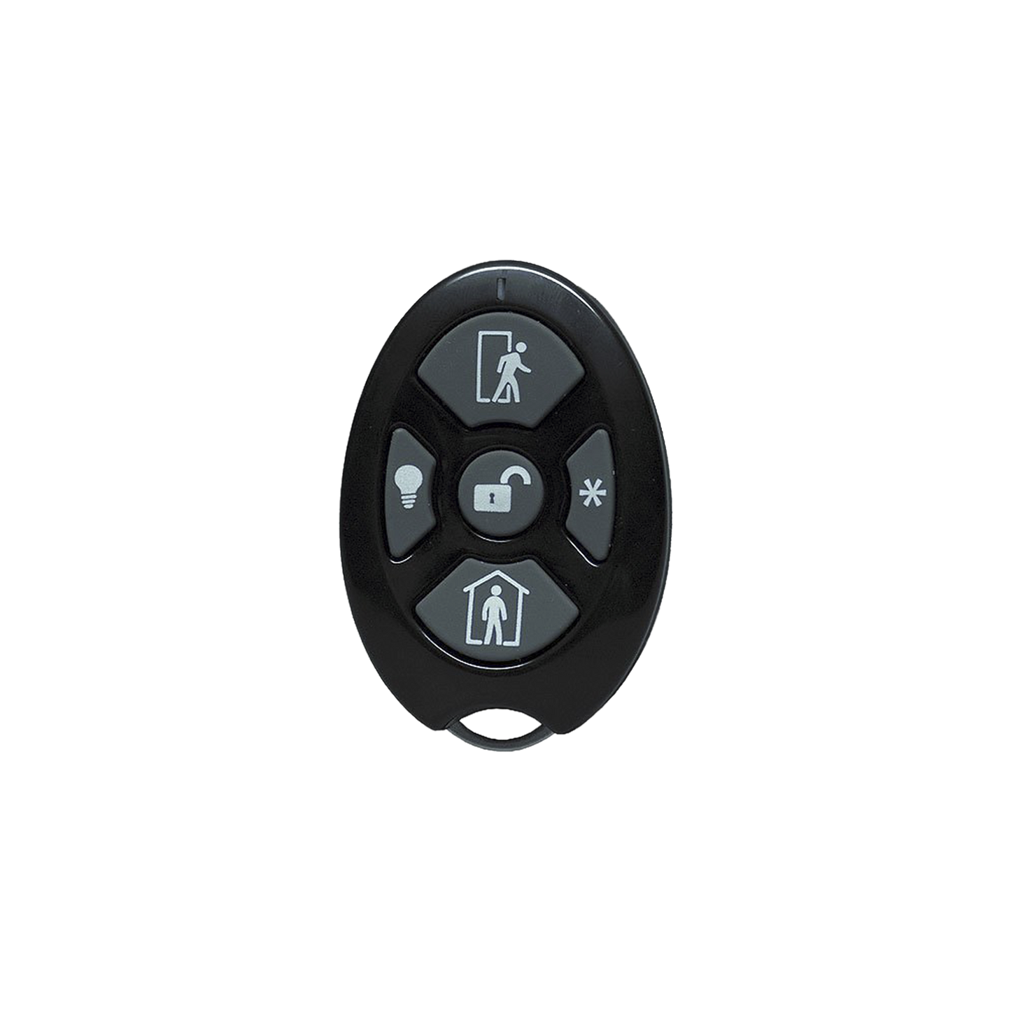 RE6005 - ALULA - Control Remoto de Seguridad Cinco Botones / Compatible con Automatización del Hogar / Encriptación Inalámbrica / Indicador de Batería Baja