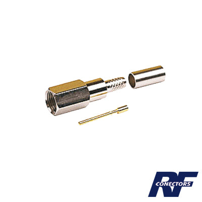 RFE-6000-C - Conector FME Macho de anillo plegable para cable RG-58/U, Niquel/ Oro/ Teflón.
