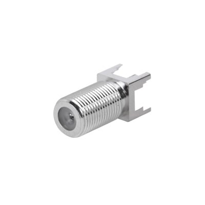 RFF-1450-03 Conector F Hembra para PCB de Montaje Vertical, Níquel/ Estaño/ Polietileno.