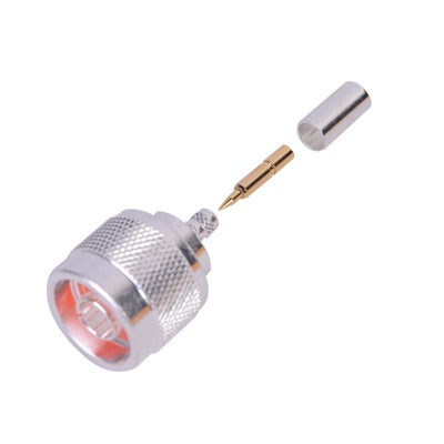 RFN-1005-3C - Conector N Macho de Anillo Plegable para Cable LP-195, RG-58/U, Plata/ Oro/ Teflón.