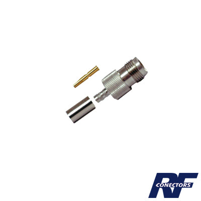 RFT-1216-1 - Conector TNC Hembra de Anillo Plegable para Cables RG-58/U, RG-142/U, Niquel /Oro /Delrin.