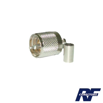 RFU-508-X - Conector UHF Macho (PL-259) de Anillo Plegable para Cable Coaxial RG-8/X, 9258, LMR-240, Níquel/ Plata/ Baquelita.