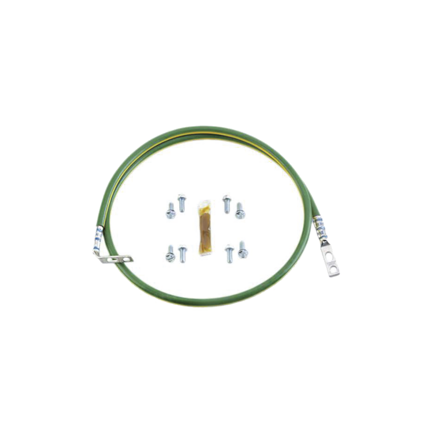 RGEJ1024PFY Jumper Para Aterrizar Equipos en Racks o Gabinetes, 10 AWG, con Terminal Doblada a 90 Grados, 0.61m de Largo