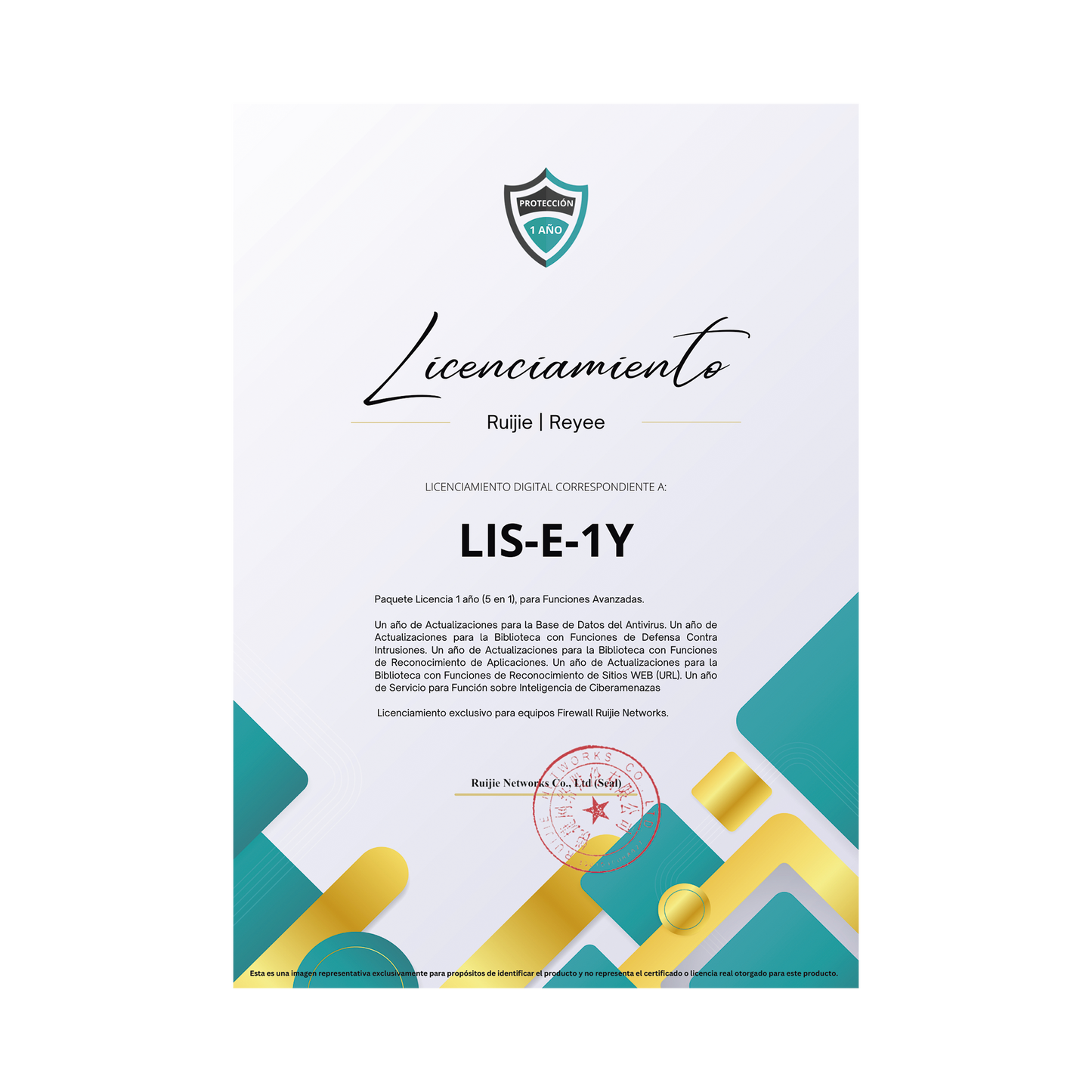 RG-WALL1600-Z3200-S-LIS-E-1Y - Paquete Licencia 1 año (5 en 1), para Funciones Avanzadas Firewall modelo Z3200 series