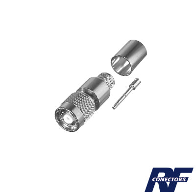 RP-1202-I - Conector TNC Macho Inverso, Anillo Plegable para ensamblar en cables RG-8/U, LMR-400, Niquel, Oro, Teflón