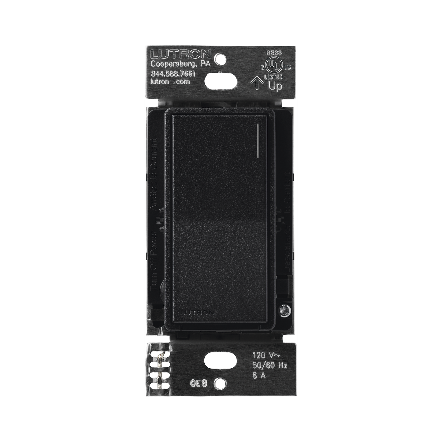 RRST8ANSMN - (RadioRa3) Apagador On/Off sunnata color negro satin, 8A de iluminación, 5.8A Motor