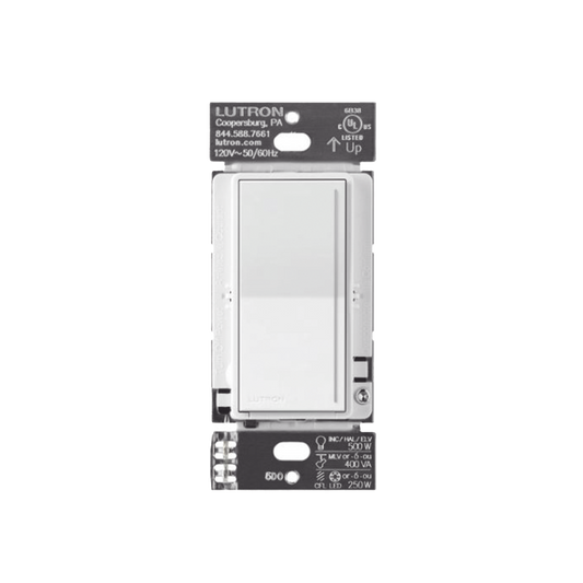 RRSTRDWH (RadioRa3) )Atenuador (dimmer) Auxiliar de pared, compañero de atenuadores multilocación. Usar en 3 vías o escalera.