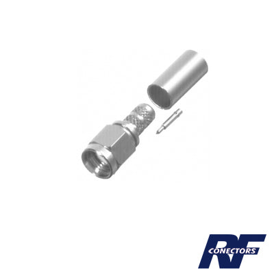 RSA-3000-C - Conector SMA Macho de anillo plegable para cable RG-58/U, Niquel / Oro / Teflón.