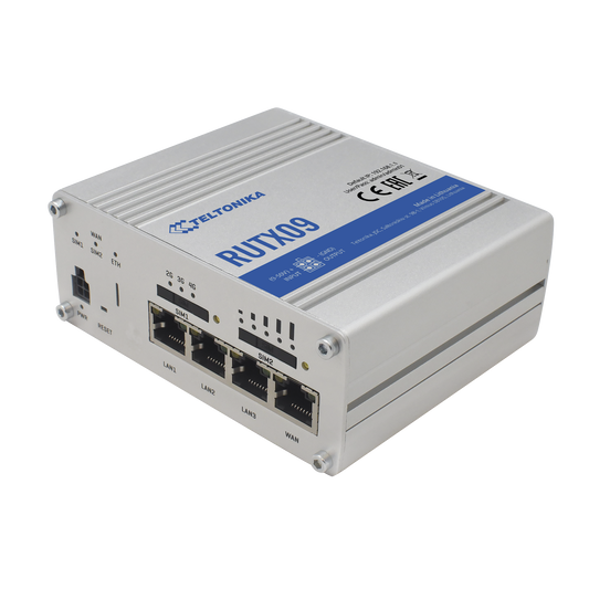 RUTX09 Router Industrial LTE(4.5G) Cat6, 4 puertos Gigabit, Doble ranura SIM, GNSS