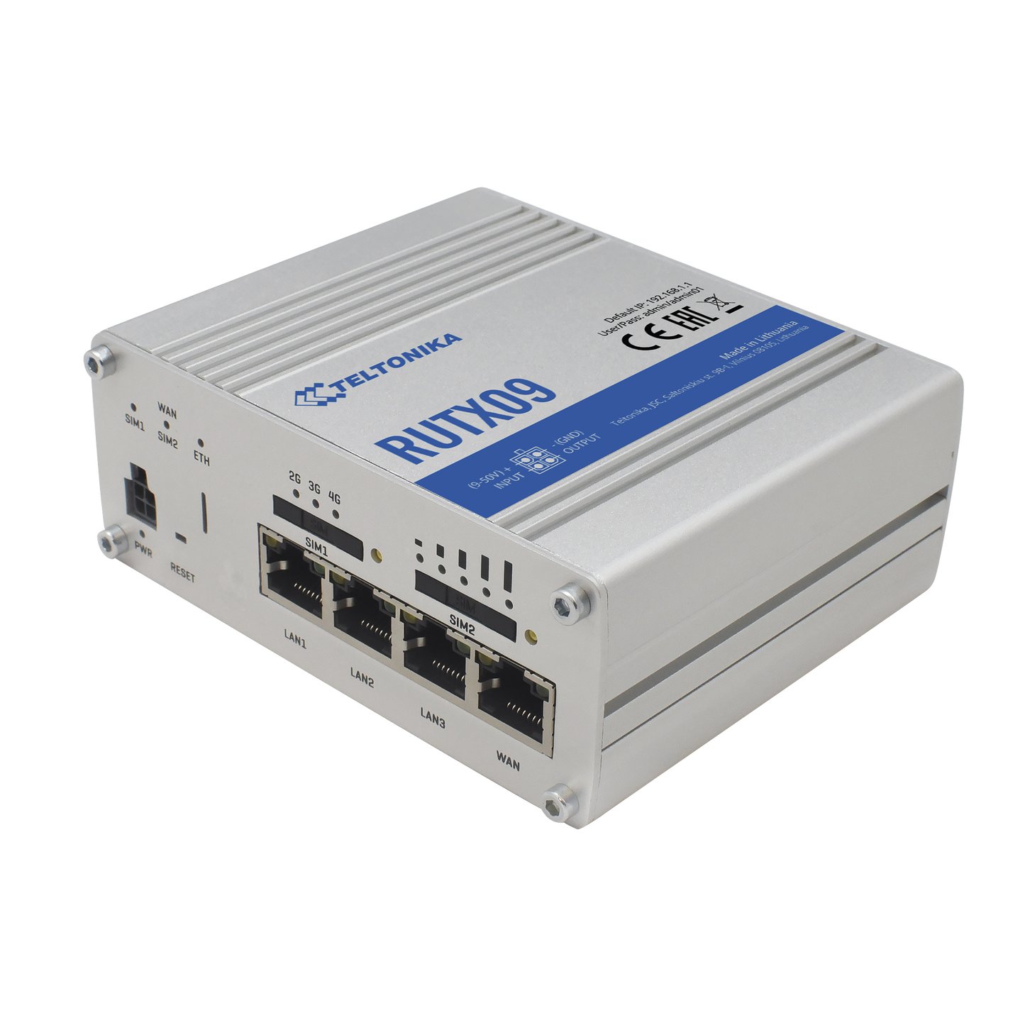 RUTX09 - Router Industrial LTE(4.5G) Cat6, 4 puertos Gigabit, Doble ranura SIM, GNSS