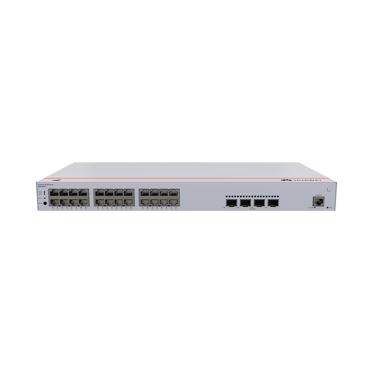 S220-24P4X - Switch de Acceso eKit Administrable / Capa 2 / 24 Puertos PoE+ Gigabit + 4 Puertos SFP+/SFP + Puerto de Consola / Poe Perpetuo / Presupuesto PoE 400 W / Sin Licenciamiento