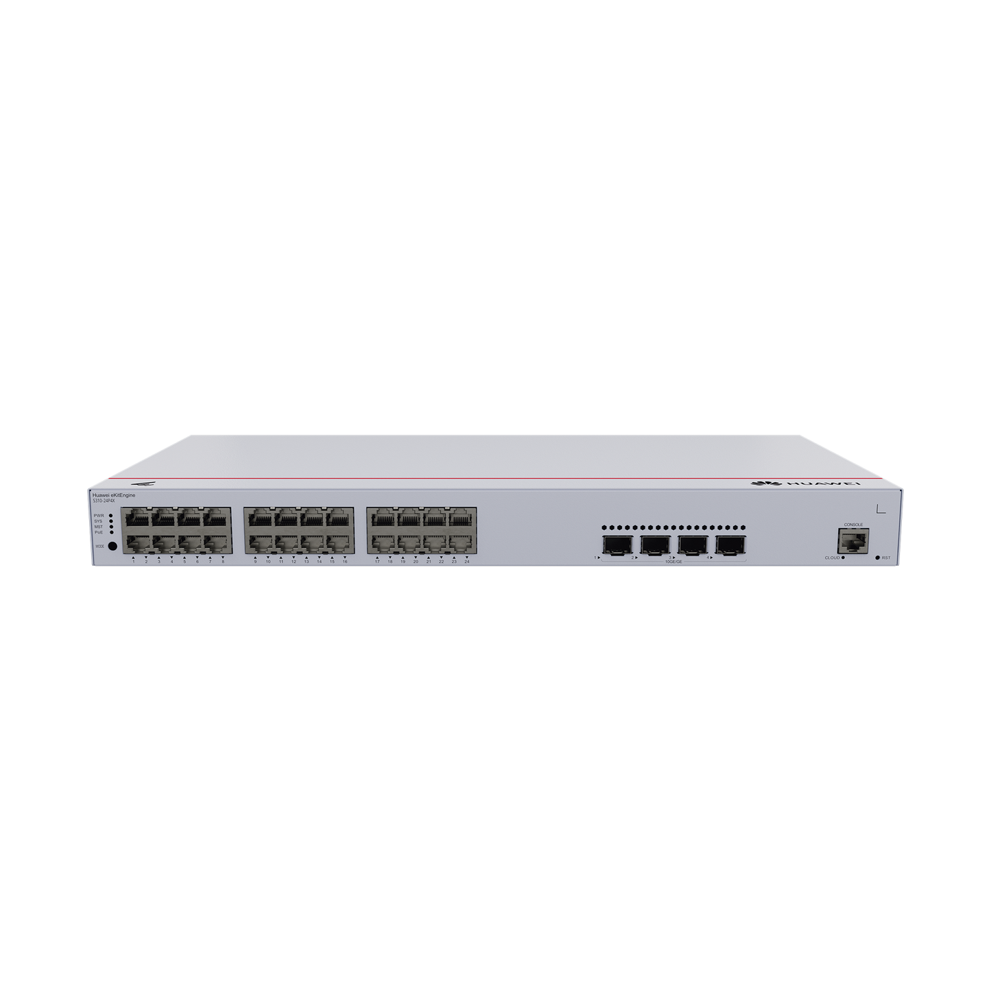 S310-24P4X - Switch de Distribución/Core Gigabit Administrable PoE Capa 3 / 24 puertos 10/100/1000 Mbps (PoE) / 4 Puertos 10GE SFP+ Uplink / ERPS / Rutas Estáticas / iStack / PoE Perpetuo / 400W / Administración Nube Gratis