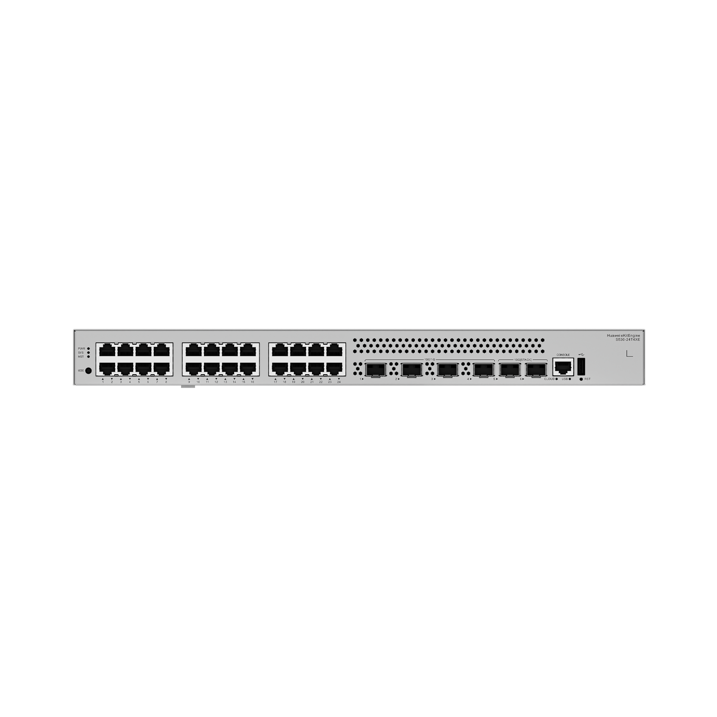 S530-24T4XE - Switch Empresarial Core Gigabit Administrable Capa 3 / 24 Puertos 10/100/1000 Mbps / 4 Puertos 10GE SFP+ Uplink / 2 Puertos 10GE SFP+ (Stack) / ERPS / Ruteo Dinamico (RIP, OSPF, IS-IS y BGP) / iStack / Administración Nube Gratis