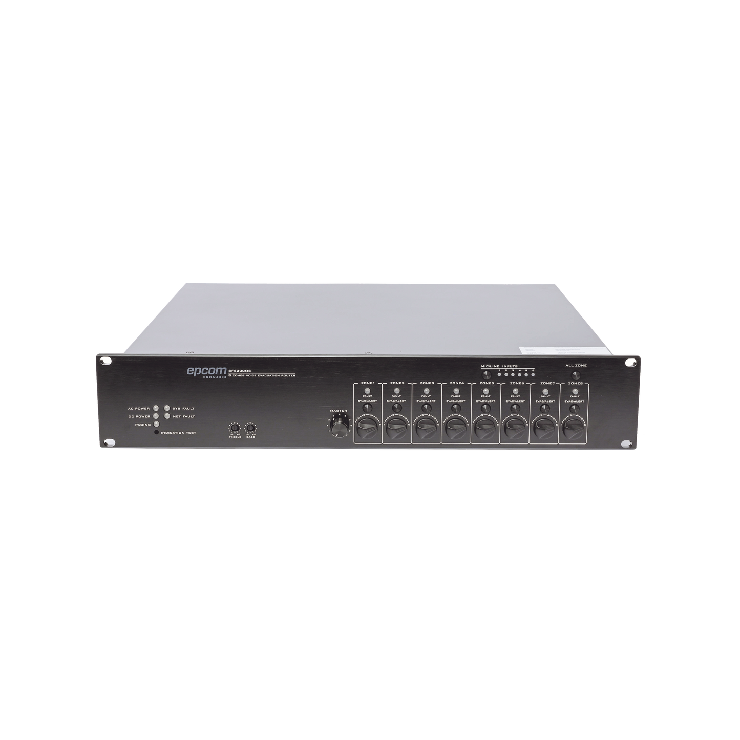 SF-6200MS Controlador de Extensión de Evacuación de Voz | 8 Zonas | 500W | Soporta Máx. 19 SF6200MS en Cascada