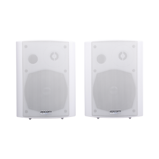 SF-775AW Altavoces Amplificada de Montaje en Pared 5+1.5 | RMS 20W@8ohms y Pasivo 20W | Material ABS | Reja Metálica | Bracket de Metal | Color Blanco