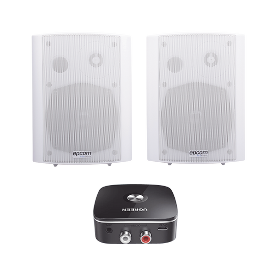 SF775AW/BT Kit  Altavoces + Modulo Receptor BT | Montaje en Pared | 2x20W RMS | Material ABS y Reja Metálica | Bracket de Metal | Color Blanco