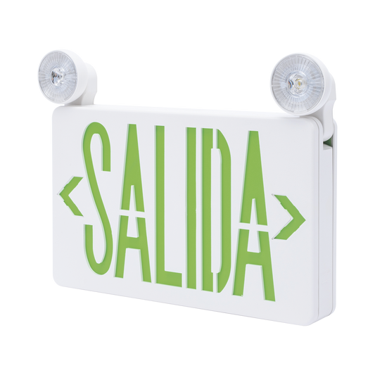 SFKDC860 Letrero de Emergencia LED DUAL de SALIDA con Luz de Emergencia/Montaje Universal (pared, lateral o Techo)/Batería de Respaldo Incluida