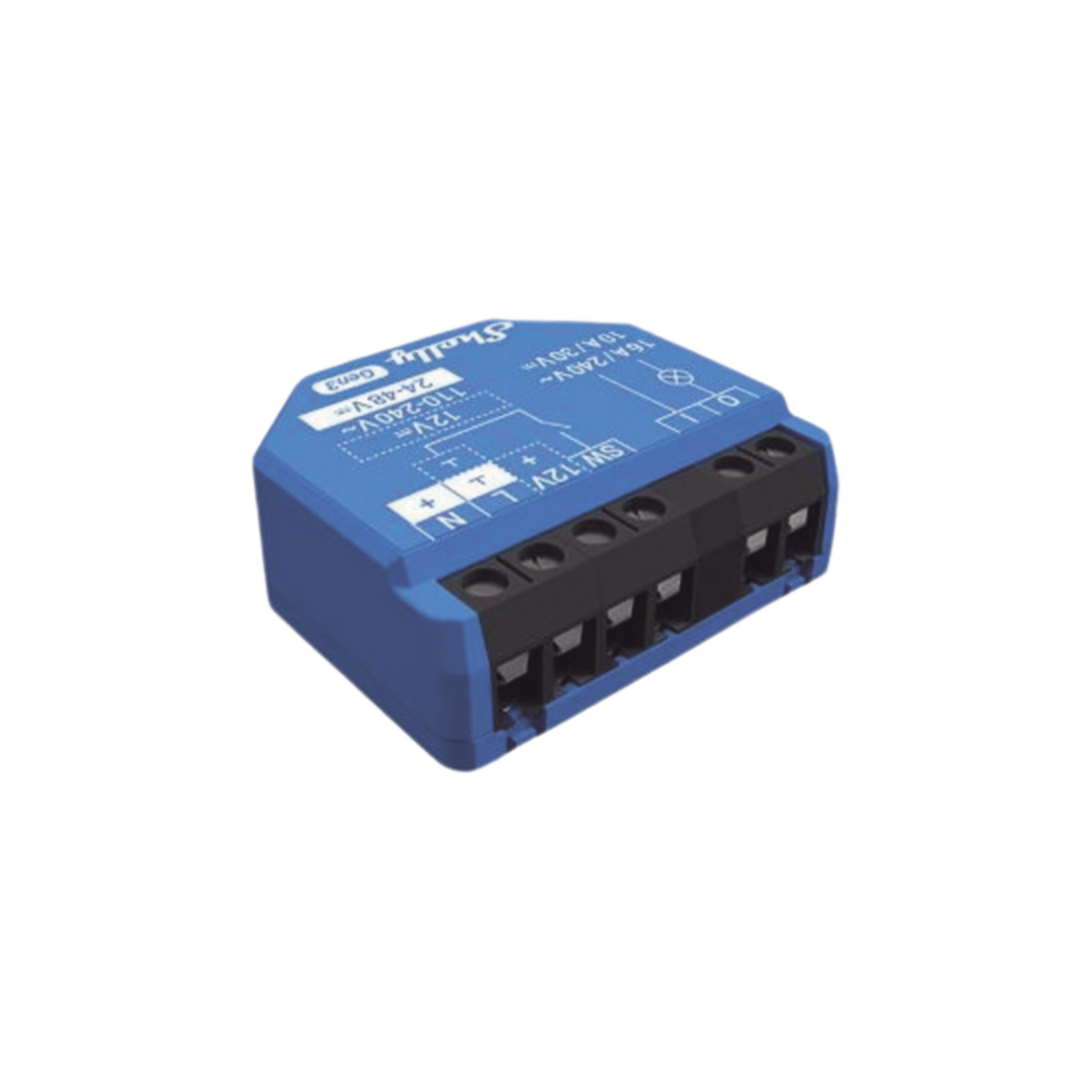 SHELLY1GEN3 Relevador inalámbrico inteligente 16A, 110-230 V, 1 salida de contacto seco, compatible con asistente de voz Alexa, Google Home