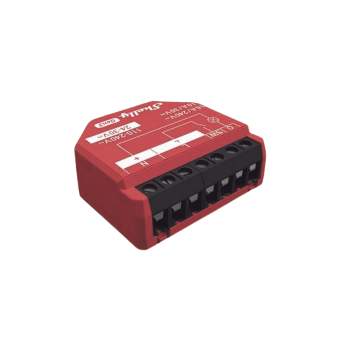 SHELLY1PMGEN3 - Relevador inalámbrico inteligente 16A, 110-230 V, medición de consumo, compatible con asistente de voz Alexa, Google Home