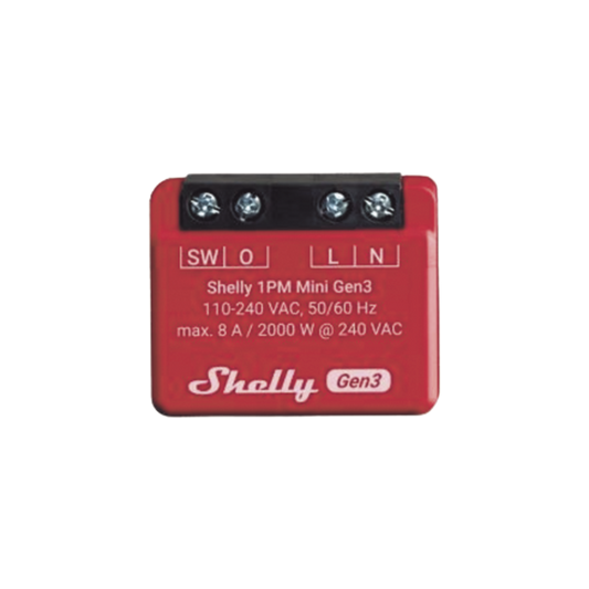 SHELLY1PMMINIGEN3 Mini Interruptor inteligente con Wi-Fi, medición de consumo, 1 canal 8A, compatible con asistentes de voz Alexa y GoogleHome
