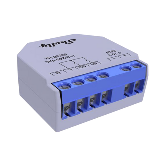 SHELLYPLUS010V Relevador DIMMER 0-10V / Industrial y residencial inteligente /  Soporta Google y Alexa / Nube P2P y local / Ideal para atenuar iluminación.