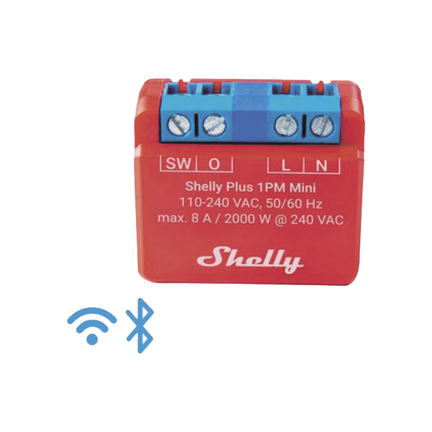 SHELLYPLUS1PMMINI Mini Interruptor inteligente con Wi-Fi, medición de consumo, 1 canal 8A, compatible con asistentes de voz Alexa y GoogleHome
