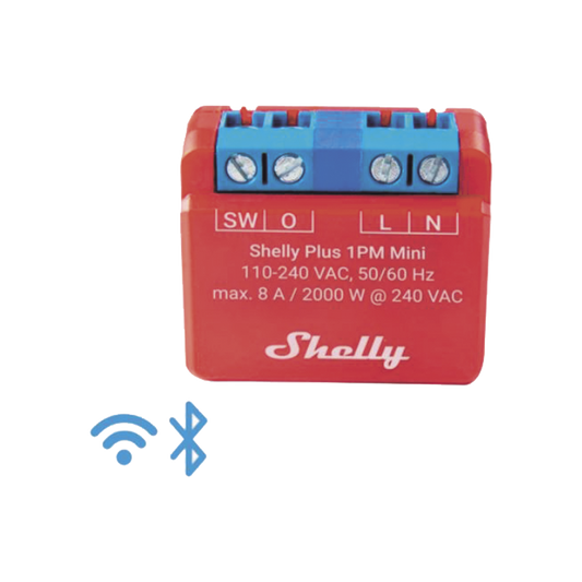 SHELLYPLUS1PMMINI Mini Interruptor inteligente con Wi-Fi, medición de consumo, 1 canal 8A, compatible con asistentes de voz Alexa y GoogleHome