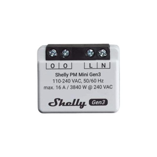 SHELLYPMMINIGEN3 Mini Interruptor inteligente con Wi-Fi, medición de consumo, 1 canal 8A, compatible con asistentes de voz Alexa y GoogleHome