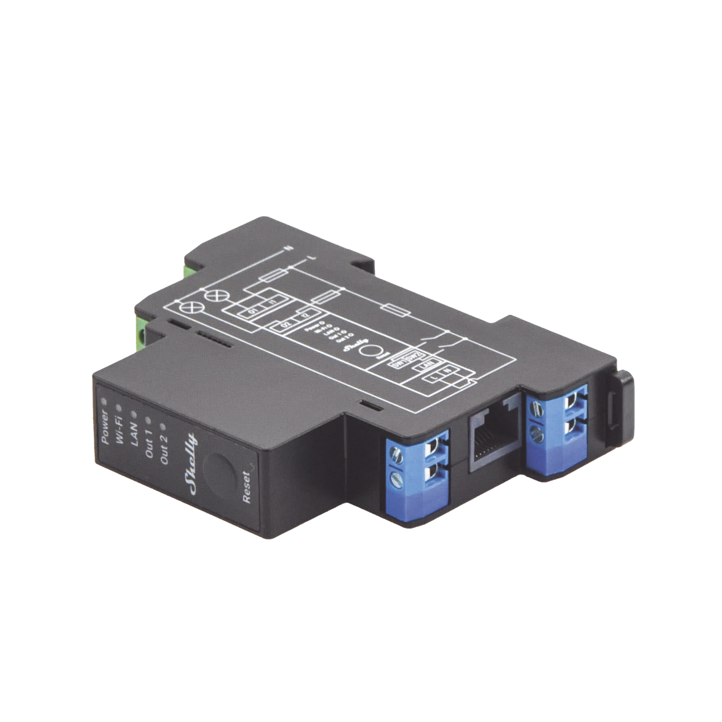 SHELLYPRO2PM Relevador inalámbrico inteligente WIFI y Ethernet / Industrial y residencial / Hasta 16A / 2 canales