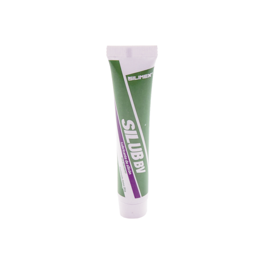 SILUB-BV Lubricante de silicón dieléctrico de baja viscosidad, soporte de -10 hasta 80ºC, no daña plásticos, tubo 28grs