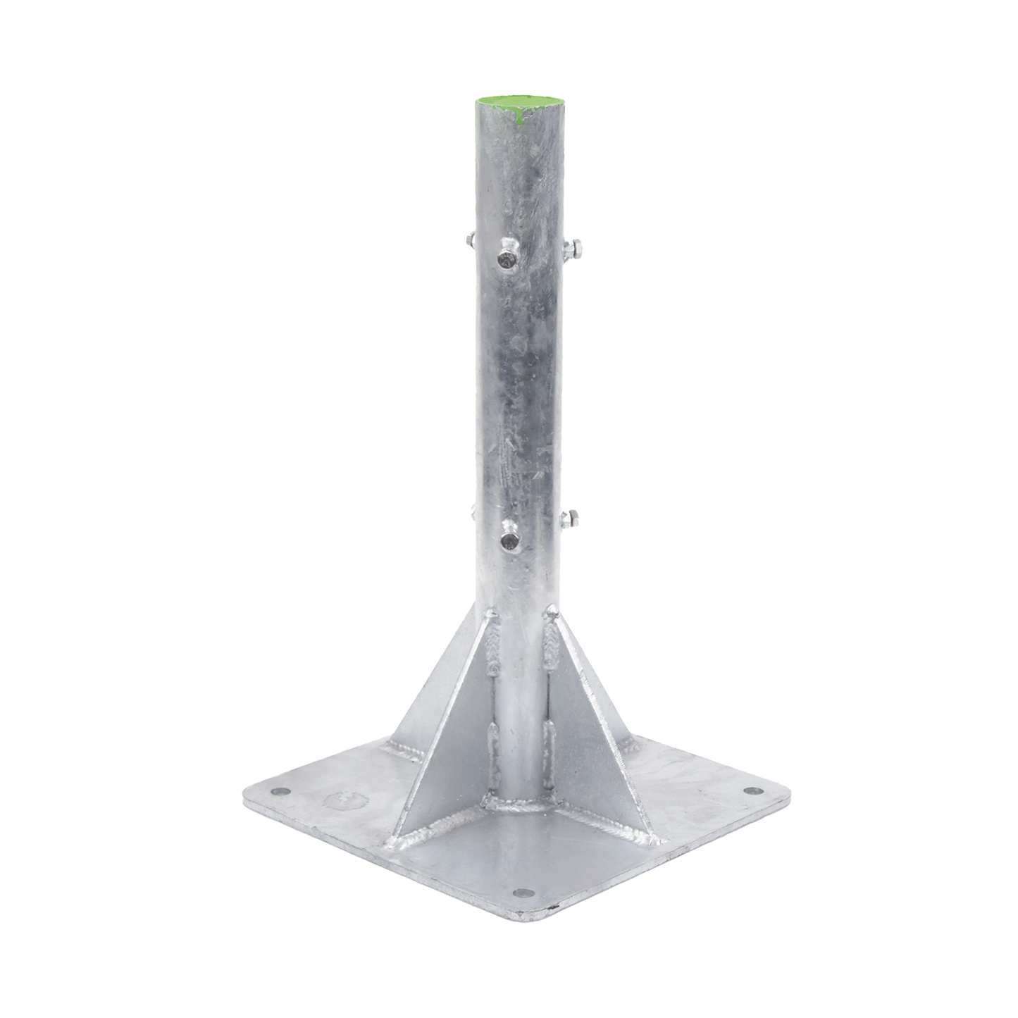 SLM-BA-6G - Base para Mástil Hasta 2" con Opresores, Base de 50 x 50 cm y Tubo de 80 cm Ced. 30. Galv. Inmersión.